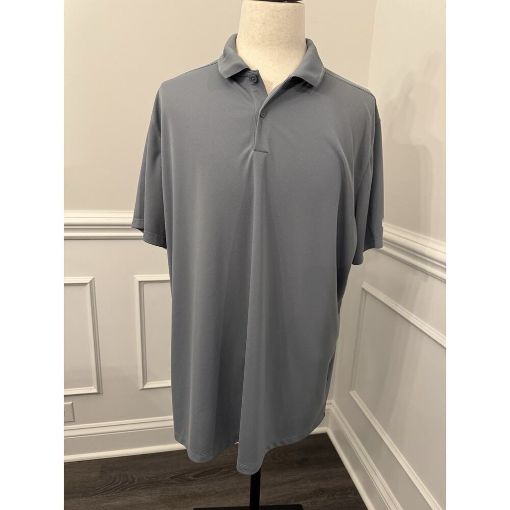 Nike Men’s Golf Shirt Short Sleeve Gray With White Logo Polyester Size 2XL